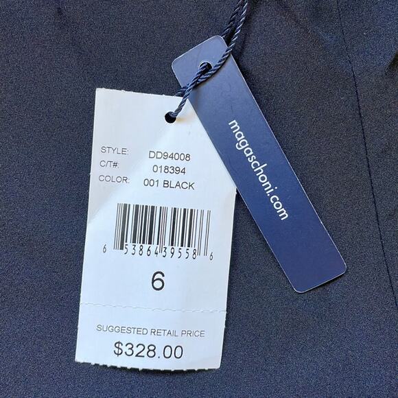 Magaschoni Silk Black Cropped Straight Leg Tailored Ankle Pants Side Zippers 6 - Picture 4 of 10